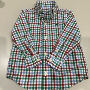 Vineyard Vines Button Down Cotton Whale Shirt 2T Red/White/Blue/Green Like New!